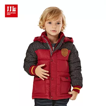【JJLKIDS】個性配色百搭羽絨外套(酒紅)105酒紅