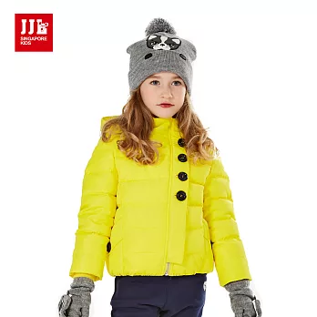 【JJLKIDS】極度保暖側排扣連帽羽絨外套105亮黄