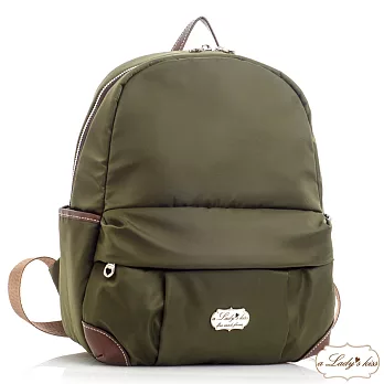 【a Lady’s真皮】超輕空氣感南瓜口袋後背包(沉穩軍綠)