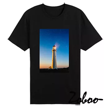 ZOBOO晨曦燈塔純棉短袖T恤(ZB004)XS黑色