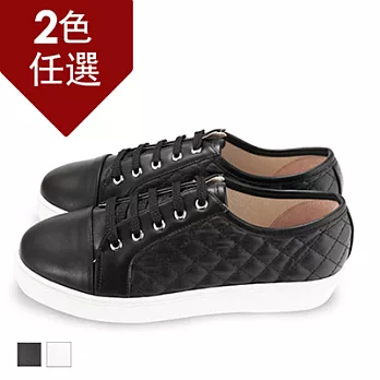 FUFA MIT 菱格質感百搭休閒鞋 (FE66)-共2色23黑色
