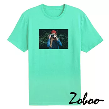 ZOBOO帥氣名模形像純棉短袖T恤(ZB006)XS蘋果綠