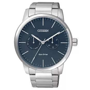 CITIZEN Eco-Drive 領袖風範雙眼時尚錶-藍x銀