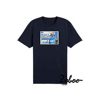 ZOBOO地中海一景純棉短袖T恤(ZB021)XS丈青色