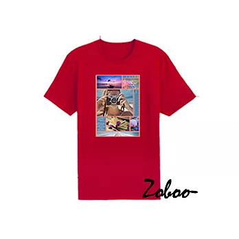 ZOBOO旅遊的一瞬純棉短袖T恤(ZB023)XS紅色