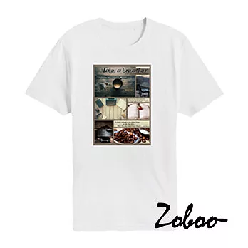 ZOBOO咖啡的書香世界純棉短袖T恤(ZB024)XS白色