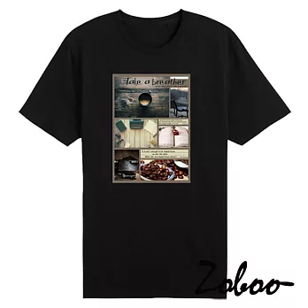 ZOBOO咖啡的書香世界純棉短袖T恤(ZB024)XS黑色
