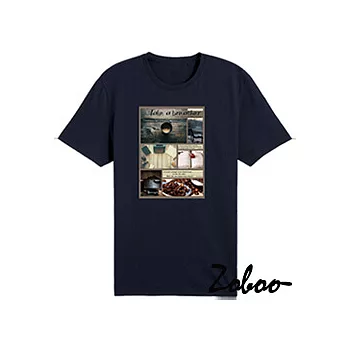 ZOOBO旅遊的記憶純棉短袖T恤(ZB025)XS丈青色