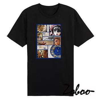ZOOBO威尼斯嘉年華純棉短袖T恤(ZB026)XS黑色