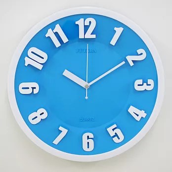 FUTABA 0719 繽紛糖果色系時尚3D立體凸字掛鐘-海洋藍