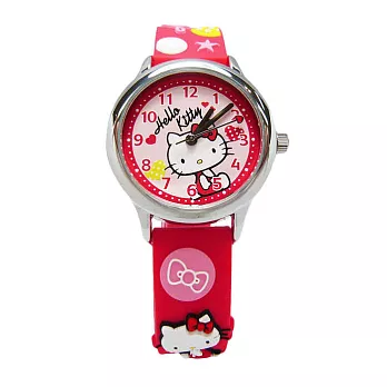 Hello Kitty 可愛的俏皮寶貝時尚造型腕錶-紅色-KT013LWRR-A