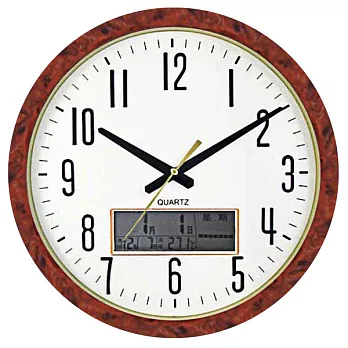 台灣製-WIN TIME 時尚居家WT886 液晶顯示萬年曆 掛鐘/時鐘/壁鐘-咖啡框
