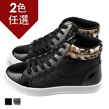 FUFA MIT 閃亮拼接質感高統鞋(J63)-共2色23黑色