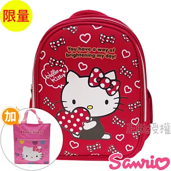 【Hello Kitty凱蒂貓】書包+提袋-幸運雙層學童款(紅色)紅色