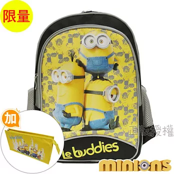 【小小兵MINIONS】書包+筆袋-俏皮雙層學童款(黑色)黑色