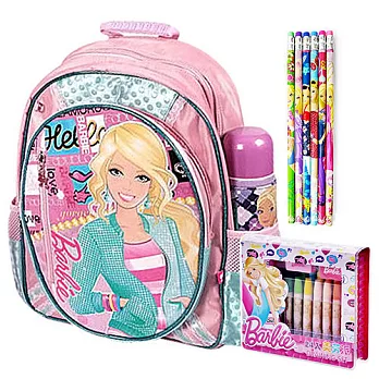芭比Barbie 魔力甜心新生書包文具組-粉紅