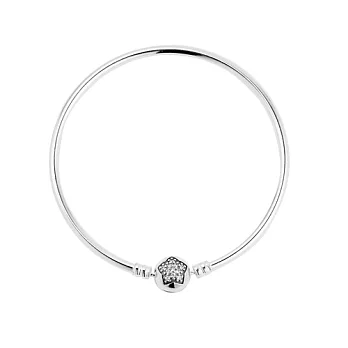 Pandora 潘朵拉 925純銀星星鑲鑽圓珠開扣式手鍊手環S17cm