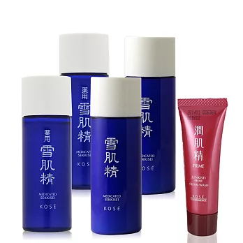 KOSE高絲 雪肌精乳液33ml(2入)+雪肌精化妝水33ml(2入)+潤肌精洗顏霜15g