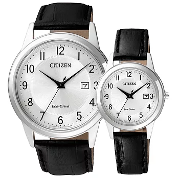 CITIZEN Eco-Drive 傳統美學簡約日期對錶-銀框白