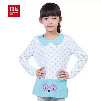 【JJLKIDS】甜美圓點翻領卡通造型連身上衣(藍色)105藍色