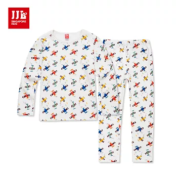 【JJLKIDS】童話塗鴉保暖睡衣二件式套裝110白色