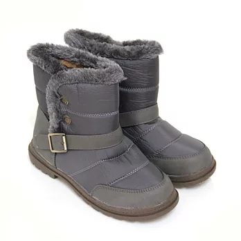【Pretty】暖暖鋪毛飾釦雪靴23.5灰色