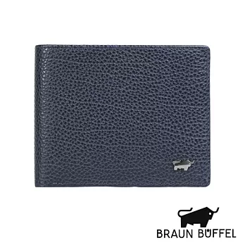 【UH】BRAUN BUFFEL - 極簡壓紋5卡短夾(兩色可選) - 藍色