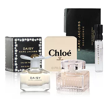 【Chloe 克羅埃】Chloe同名女性淡香精小香5ml+MJ小雛菊淡香水小香4ml+MJ不羈女郎針管1.2ml