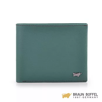 【BRAUN BUFFEL】.德國小金牛 - 紳士系列5卡壓紋透明窗短夾 -藍色