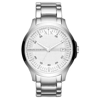 A|X Armani Exchange 城市旅人格紋紳士腕錶-銀