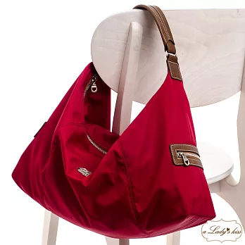 【a Lady ’s真皮】經典超輕率性青春軟肩背包(寶石紅)