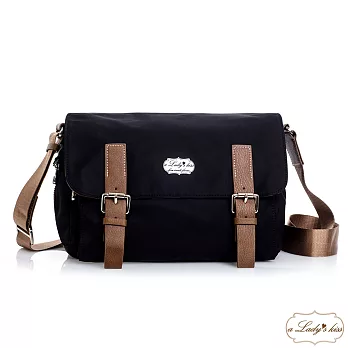 【a Lady ’s真皮】超人氣學院風多隔層斜背包(優雅黑)