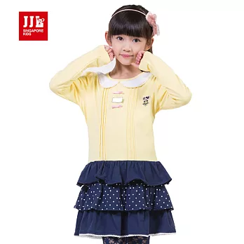 【JJLKIDS】甜美公主圓點蛋糕裙連身洋裝(嫩黃)110嫩黃