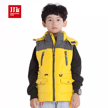 【JJLKIDS】運動登山拼接夾克保暖帽背心(姜黃)105姜黃