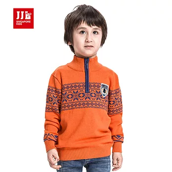 【JJLKIDS】帥氣立領拉鍊軍徽毛衣T恤(橙色)105橙色