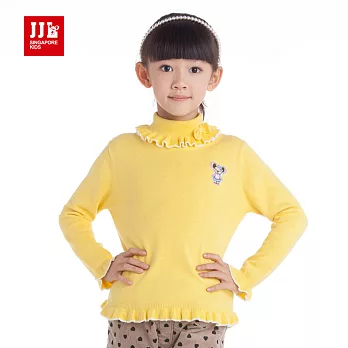 【JJLKIDS】氣質甜美花領造型毛衣T恤(黃色)120黃色