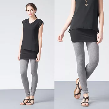 【INF】包臀假兩件顯瘦長褲14590S黑裙灰褲