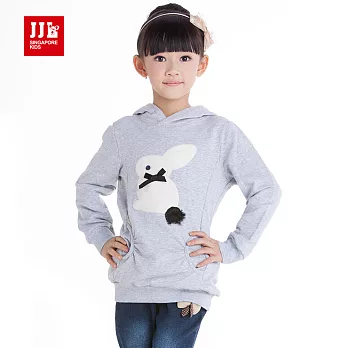 【JJLKIDS】日系甜美兔兔連帽T恤(麻灰)130麻灰