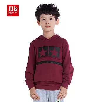 【JJLKIDS】經典星星拉鍊連帽T恤(酒紅)120酒紅