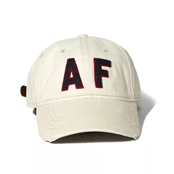 【Abercrombie&Fitch】經典款仿舊貼布棒球帽-白(619389734)