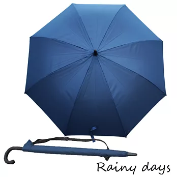 【Rainy days】戶外型大傘面揹帶抗風防潑自動直傘2入(深藍)