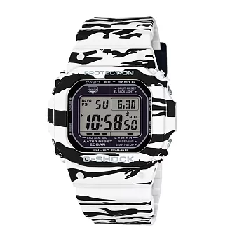 G-SHOCK 酷炫魅力展現電波時計運動腕錶-黑+白-GW-M5610BW-7