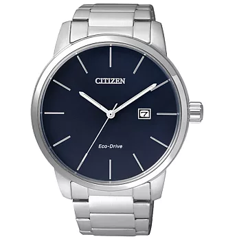 CITIZEN Eco-Drive 時間精準同步優質男士腕錶-藍-BM6960-56L