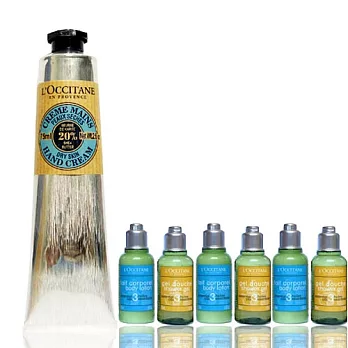 買一送六【L’OCCITANE】乳油木護手霜(75ml)送沐浴體乳旅行組(35ml各1)3組