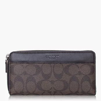 【COACH 方便整理】PVC / 拉鍊式多功能長夾_深咖