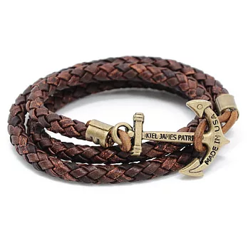Kiel James Patrick 美國手工真皮船錨多圈手環 cognacXS仿舊棕色