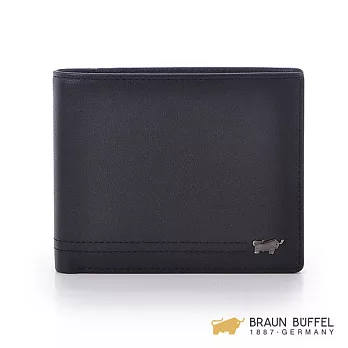 BRAUN BUFFEL‧德國小金牛 - 皇家系列6卡透明窗皮紋短夾 - 黑色