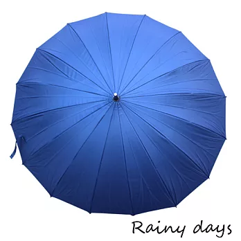 【Rainy days】16傘骨無敵抗風防潑銀膠手開直傘(深藍)