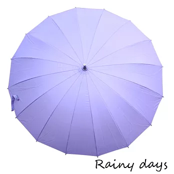 【Rainy days】16傘骨無敵抗風防潑銀膠手開直傘(淺紫)