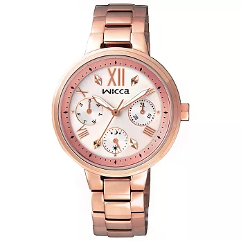 CITIZEN WICCA傾訴愛戀氣氛三眼腕錶-玫瑰金框粉